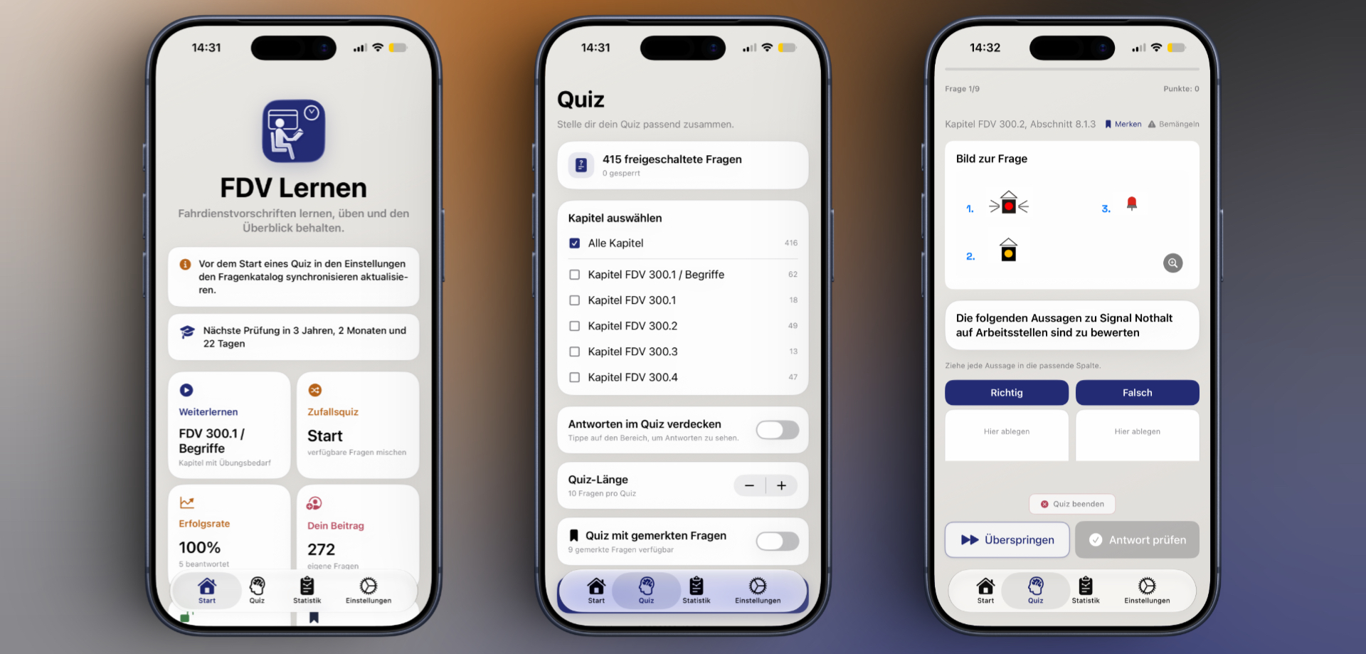 Screenshot der App FDV Lernen